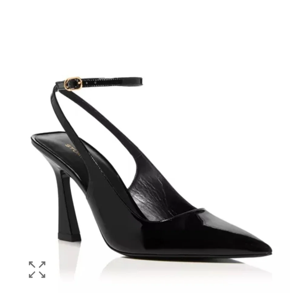 Stuart Weitzman Black Patent Leather Womens Vinnie 85 Strap Pumps Heels Size 8 - Picture 8 of 9